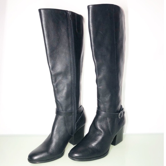 Born Shoes - Born Black Leather Tall Riding Boots Buckles NWOB
